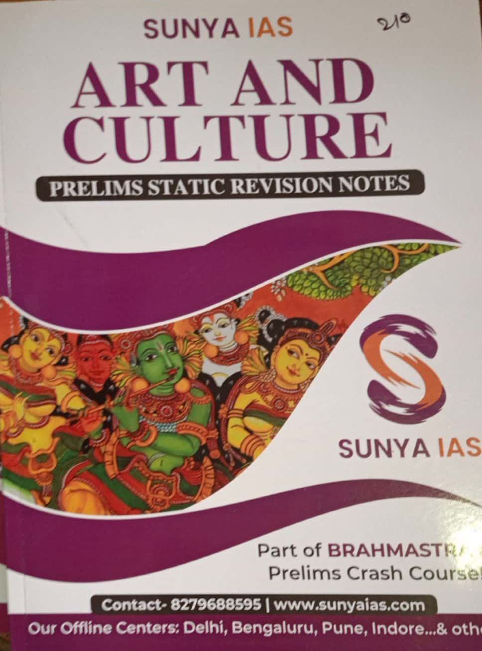 SUNYA IAS Art Culture Prelims Static Revision Notes English Medium 