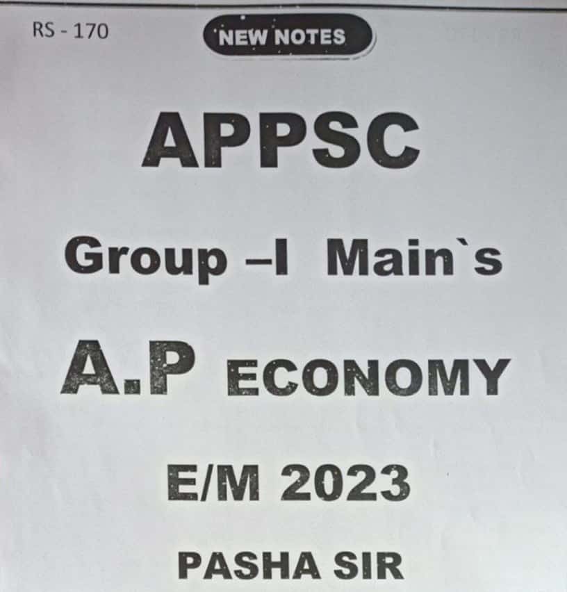 Appsc Group 1 Mains AP Economy by Pasha Sir [English Medium] Xerox Printed Material
