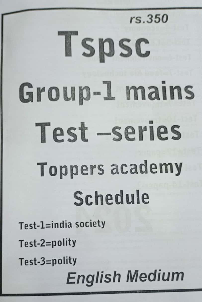 Toppers Academy TGPSC Group 1 Mains Test Series[English Medium]July ...