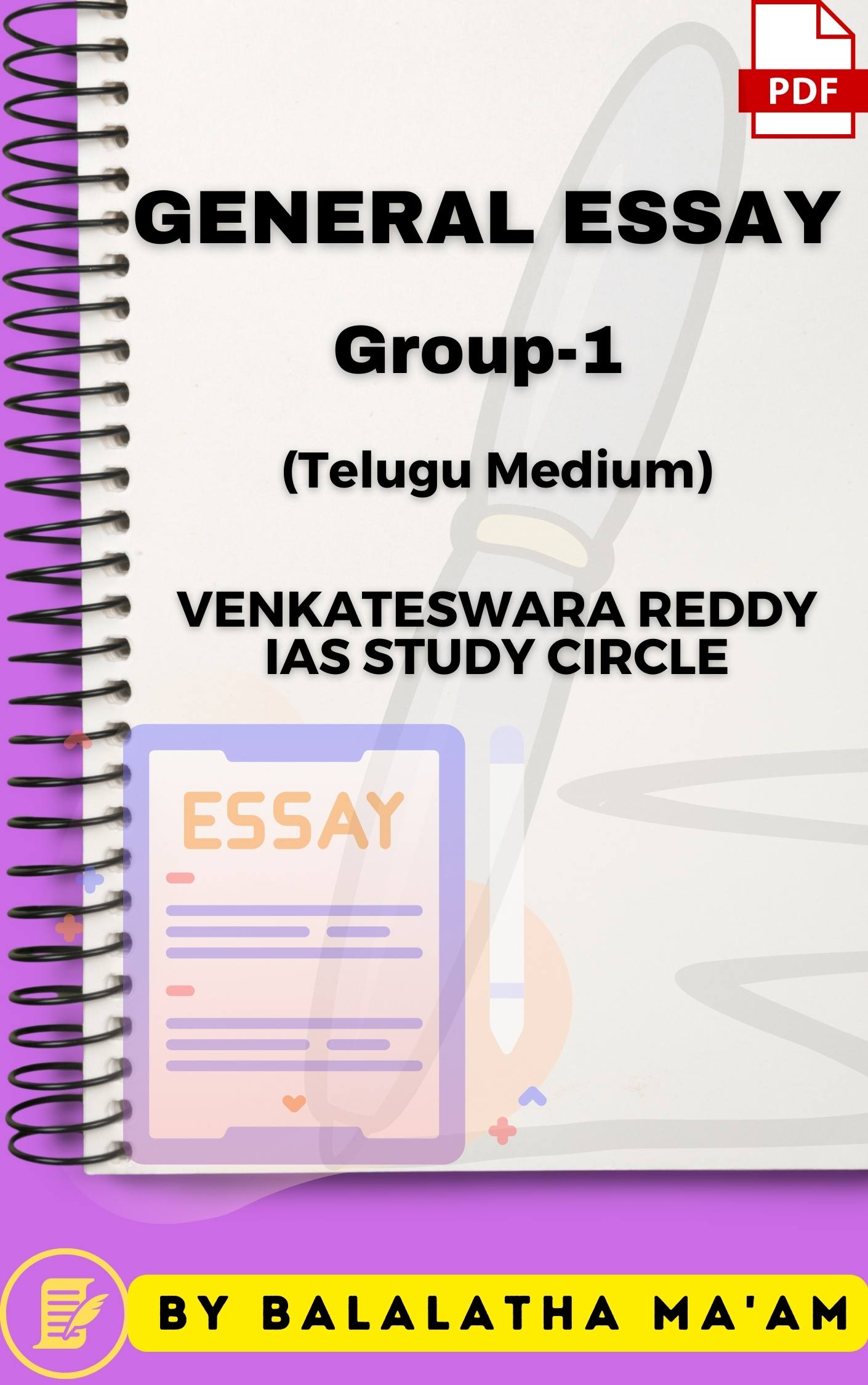 General Essay For Group-1 By Balalatha Madam (Hand Written Class Notes - Telugu Medium)