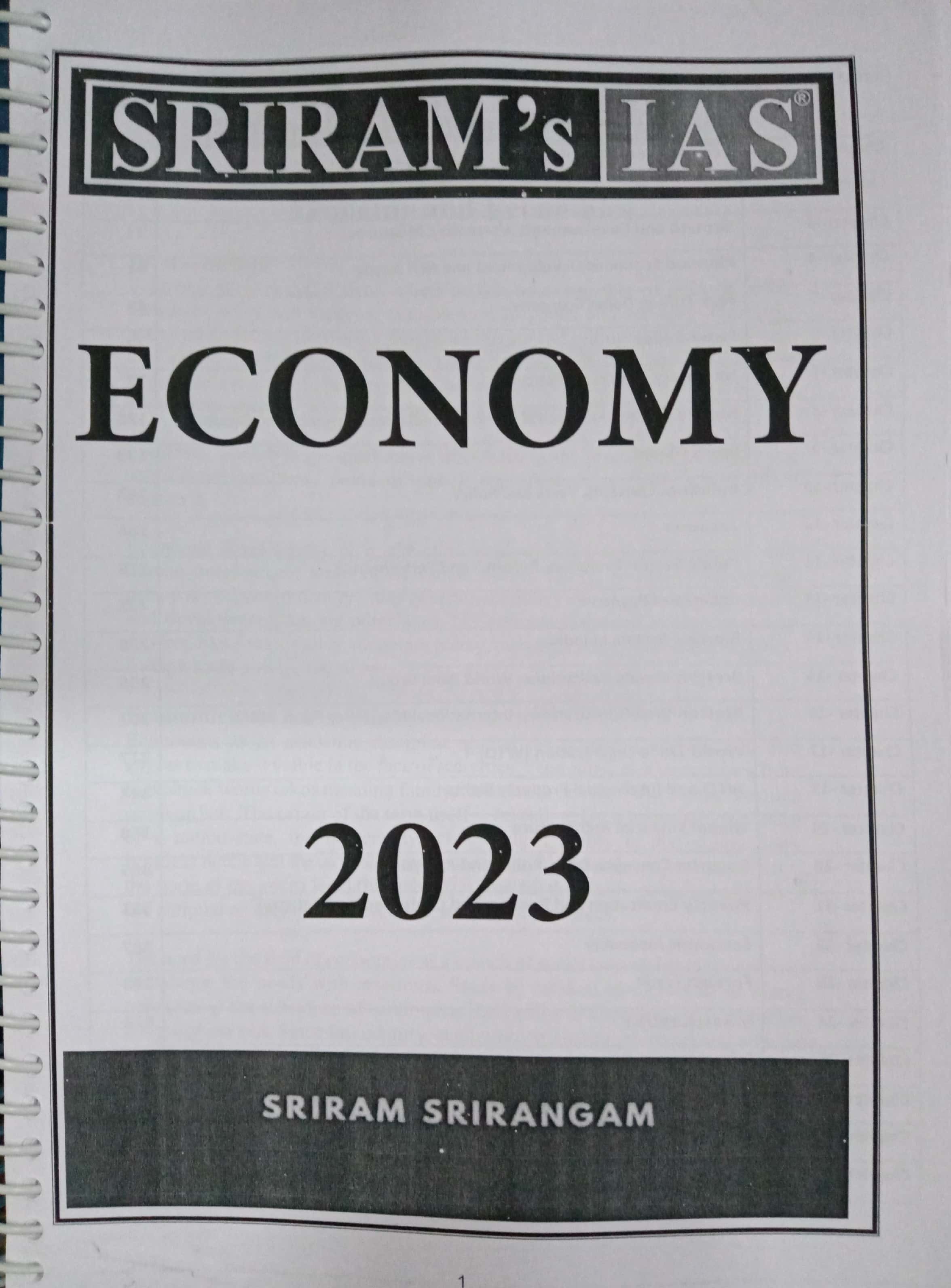 SRIRAM IAS ECONOMY PRINTED NOTES LATEST EDITION 2023
