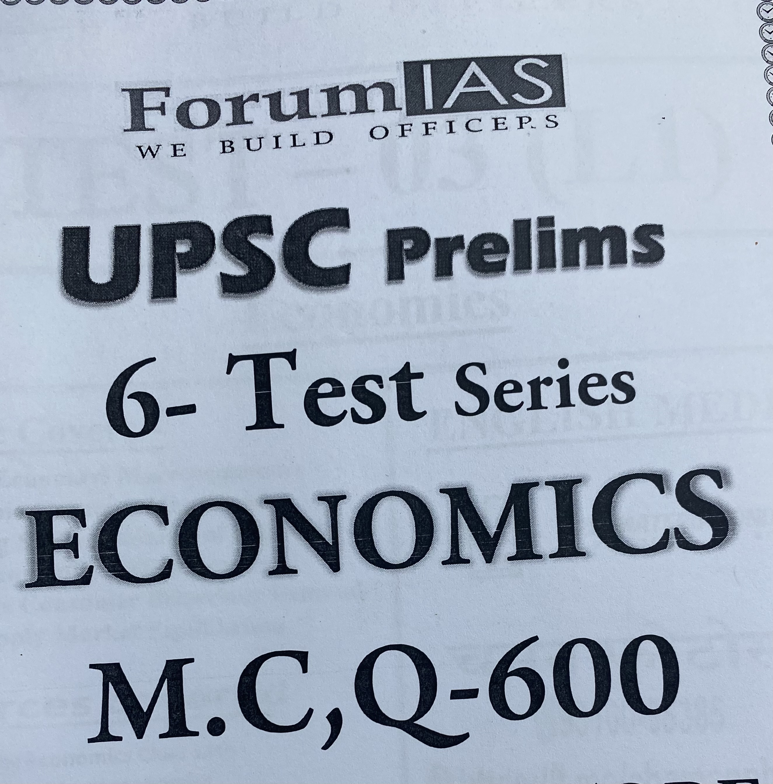 Forum IAS Economy 600 MCQ Xerox Printed Material[English Medium]