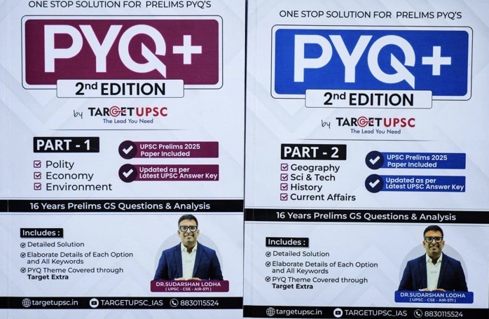 Target UPSC PYQ+ Prelims 2026 GS Questions & Analysis - Part 1 & 2 - Combo Set of 2 Book By Sudarshan Lodha[English Medium]
