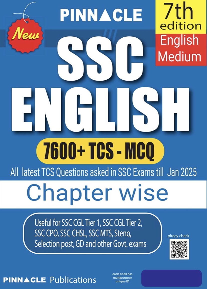 Pinnacle SSC English Chapter Wise With Detailed Explanations Useful for SSC CGL, CHSL & Other Exams
