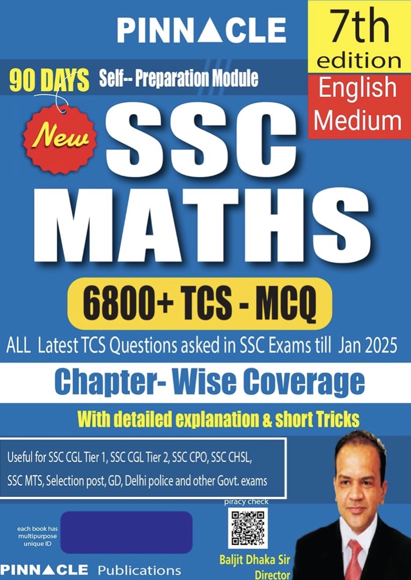 Pinnacle SSC Maths Chapter Wise With Detailed Explanations Useful for SSC CGL, CHSL & Other Exams[English Medium]