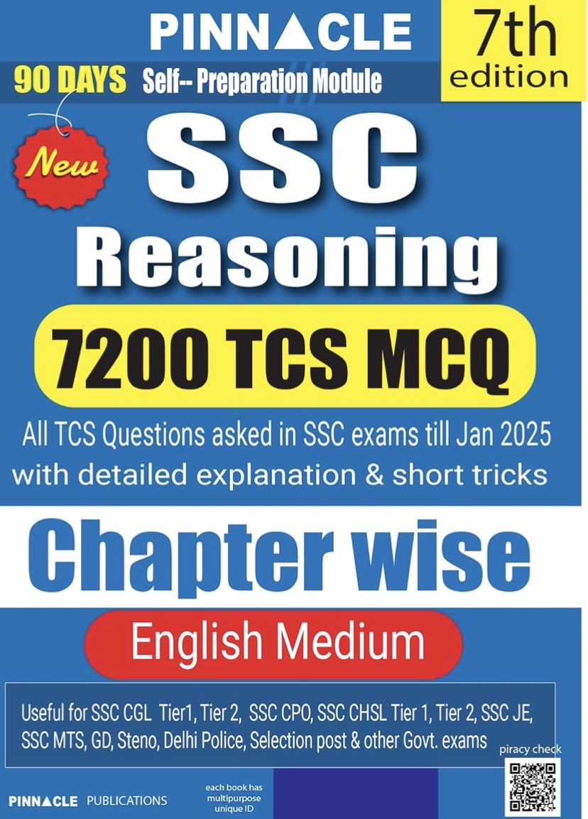Pinnacle SSC Reasoning Chapter Wise With Detailed Explanations Useful for SSC CGL, CHSL & Other Exams[English Medium]