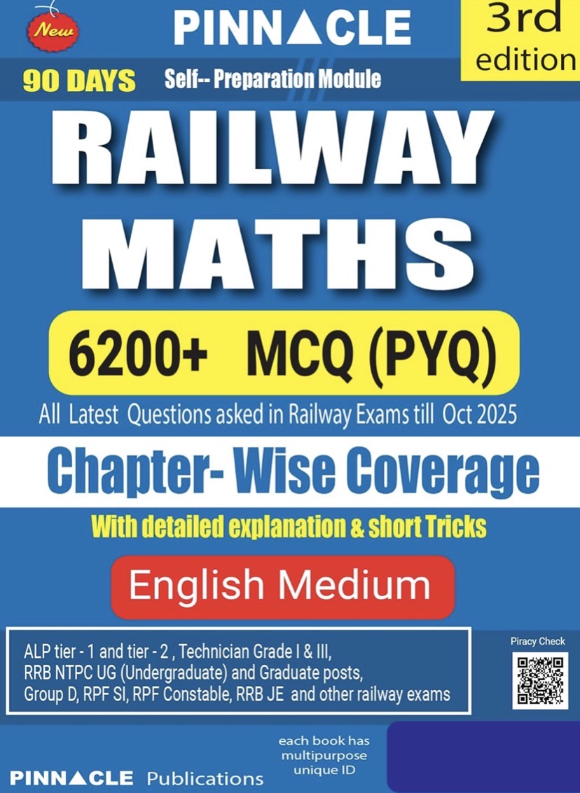 Pinnacle Railway Maths 6200+ MCQs(PYQ) Chapter Wise Coverage[English Medium]