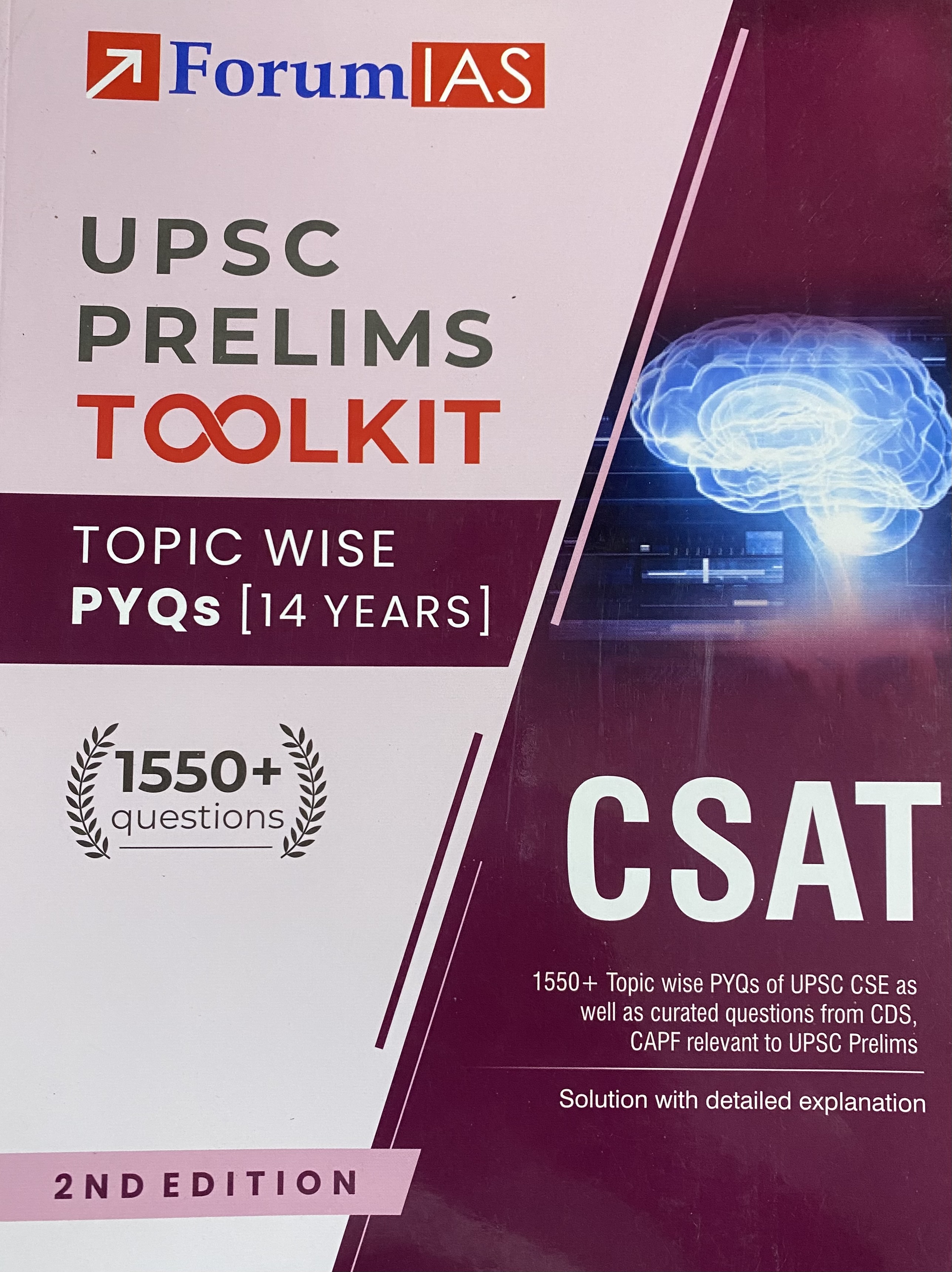 Forum IAS UPSC Prelims Toolkit CSAT 1500+ Topic wise PYQs [English Medium]