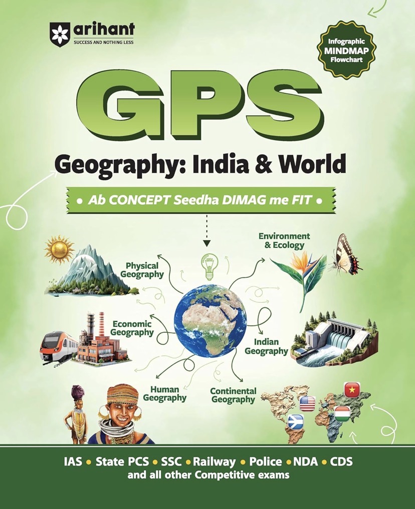 Arihant GPS Geography India and World Book Infographic Mindmap Flowchart[English Medium]