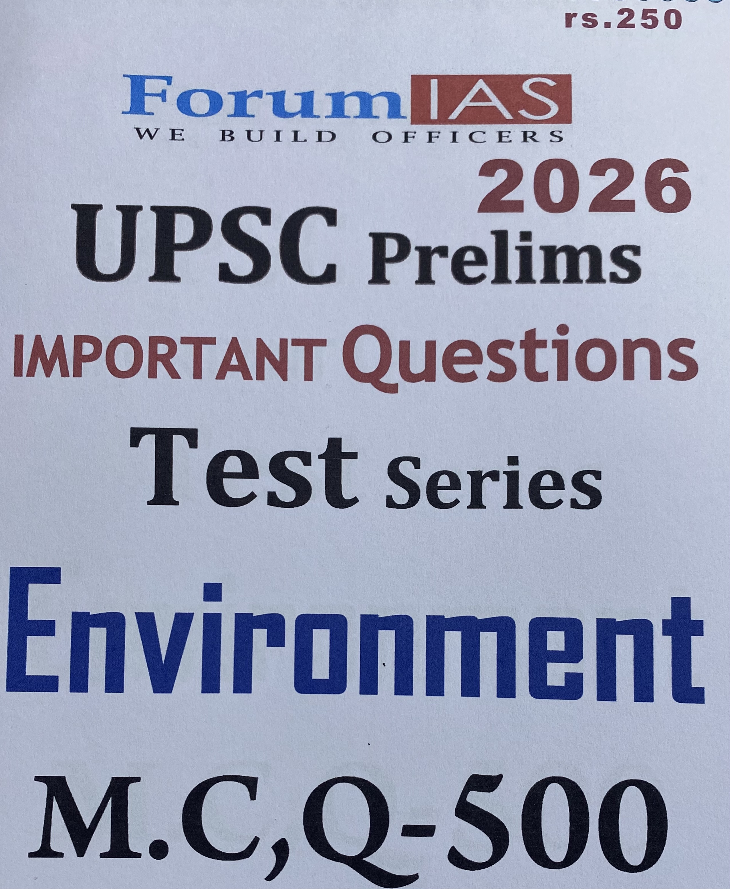 Forum IAS UPSC Prelims 2026 Important Questions Environment 500MCQs Xerox Printed Material[English Medium]
