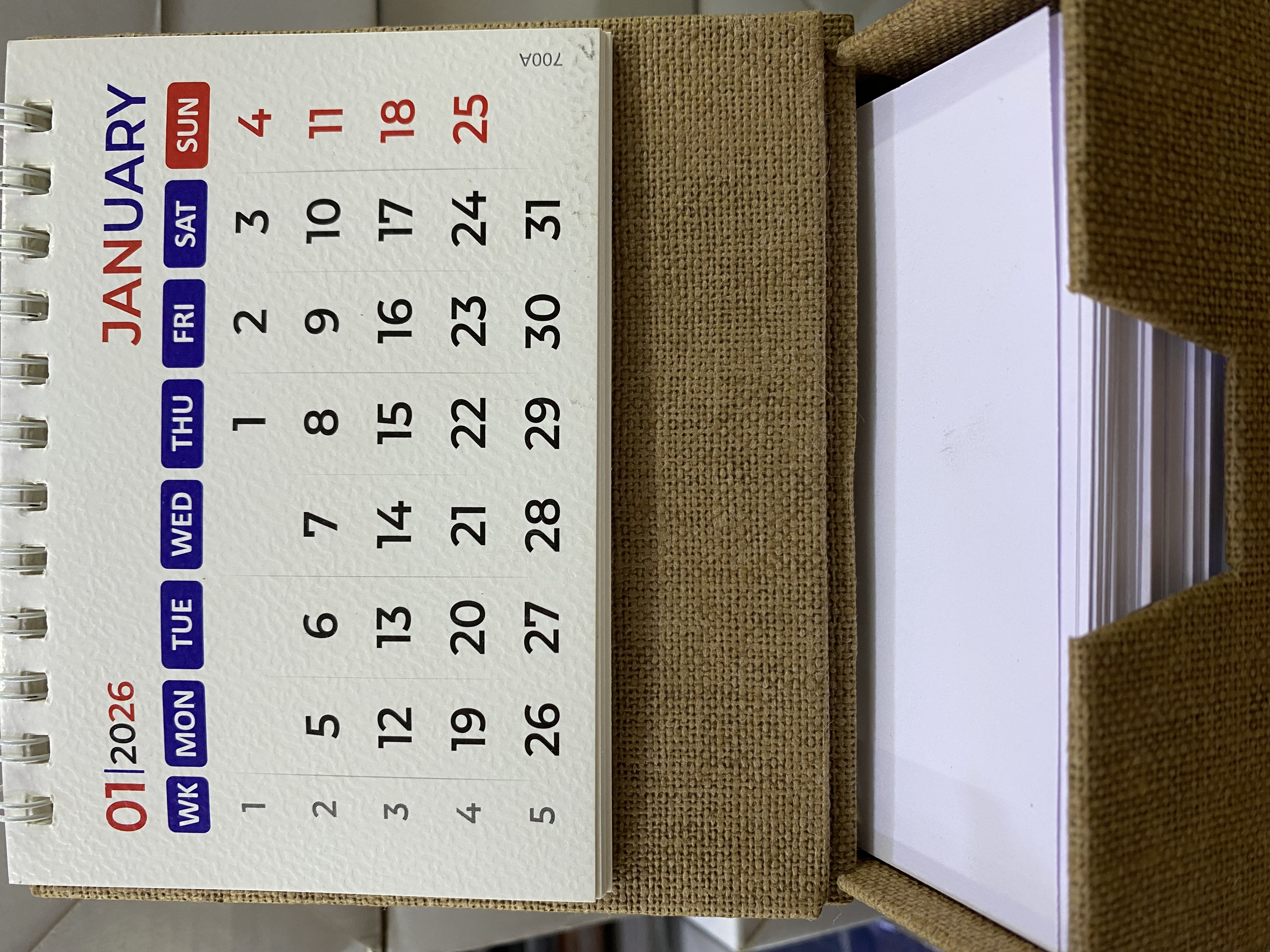 Table Top/Study Table/Desk Calendar 2026 With Rough Slips Box