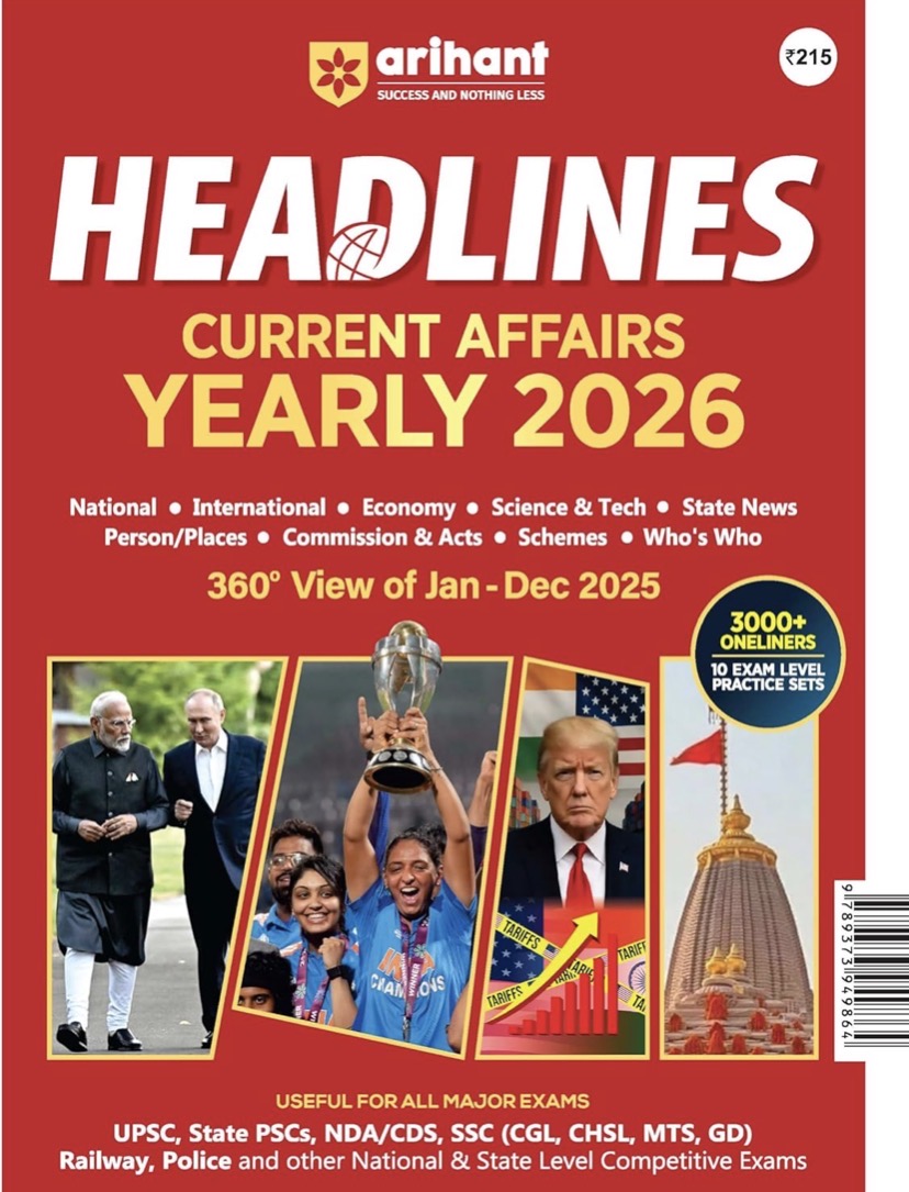 Arihant Headlines Current Affairs Yearly 2026 360° Review of Jan–Dec 2025[English Medium]
