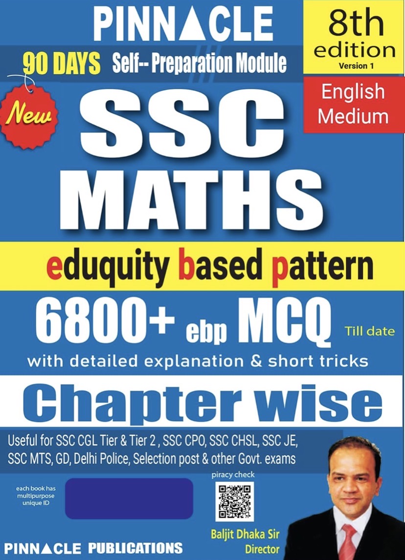 Pinnacle SSC Maths Chapter Wise With Detailed Explanations Useful for SSC CGL, CHSL & Other Exams[English Medium]