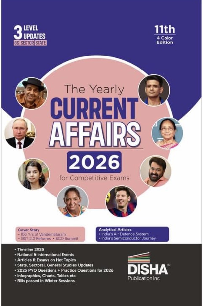Disha The Yearly Current Affairs 2026 for Competitive Exams[English Medium]