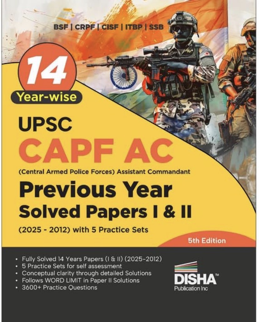 Disha 14 Year-wise UPSC CAPF AC (Assistant Commandant) Previous Year Solved Papers I & II (2025 - 2012) with 5 Practice Sets[English Medium]