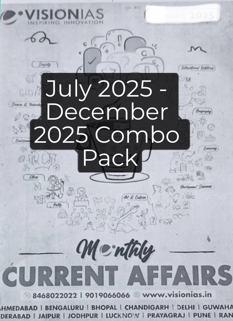 Vision IAS Monthly Current Affairs JULY 2025 - DECEMBER 2025 Combo Pack Xerox Printed Material[English Medium]