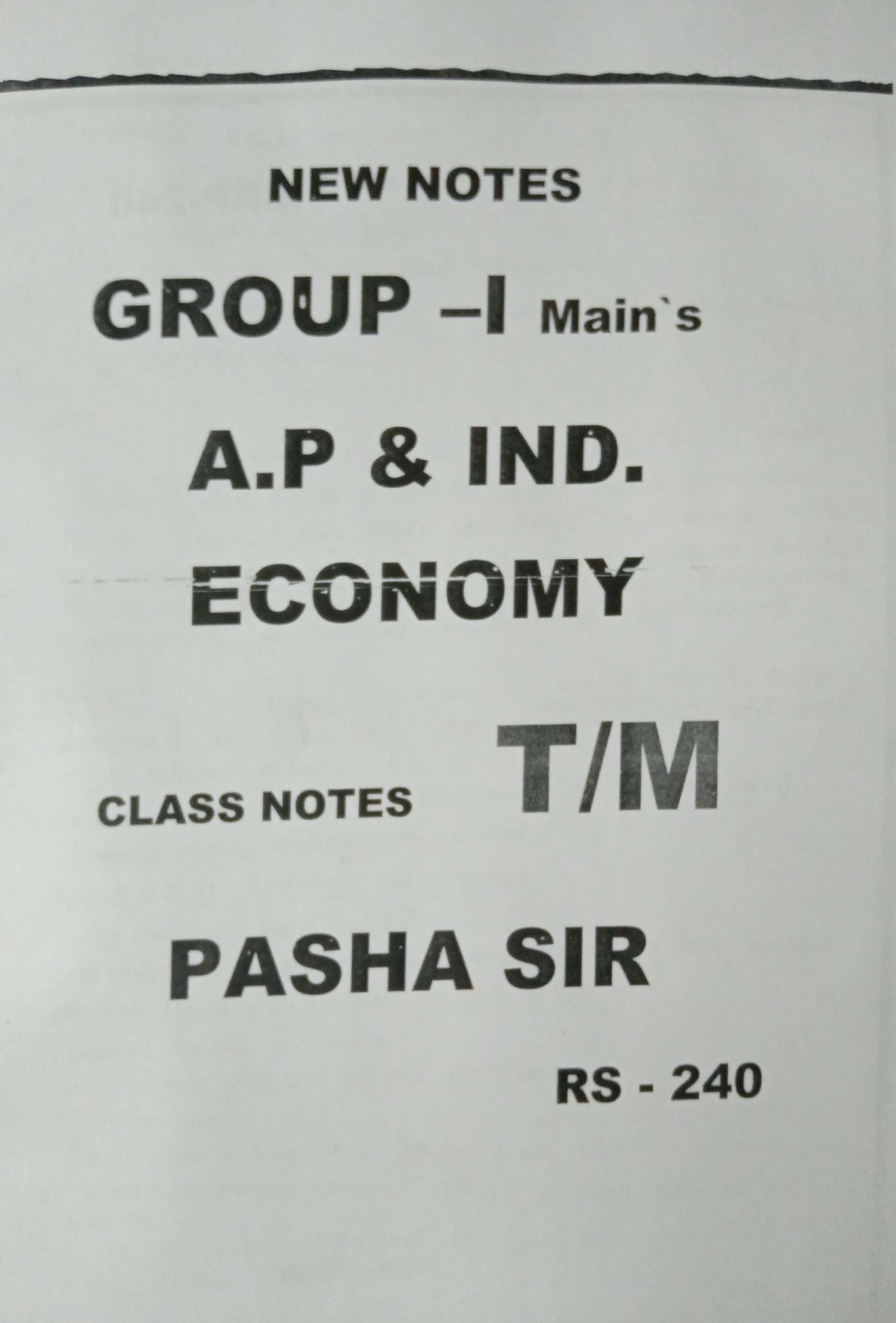 AP & India Economy Class Notes by PASHA SIR [Telugu Medium] Xerox Printed Material