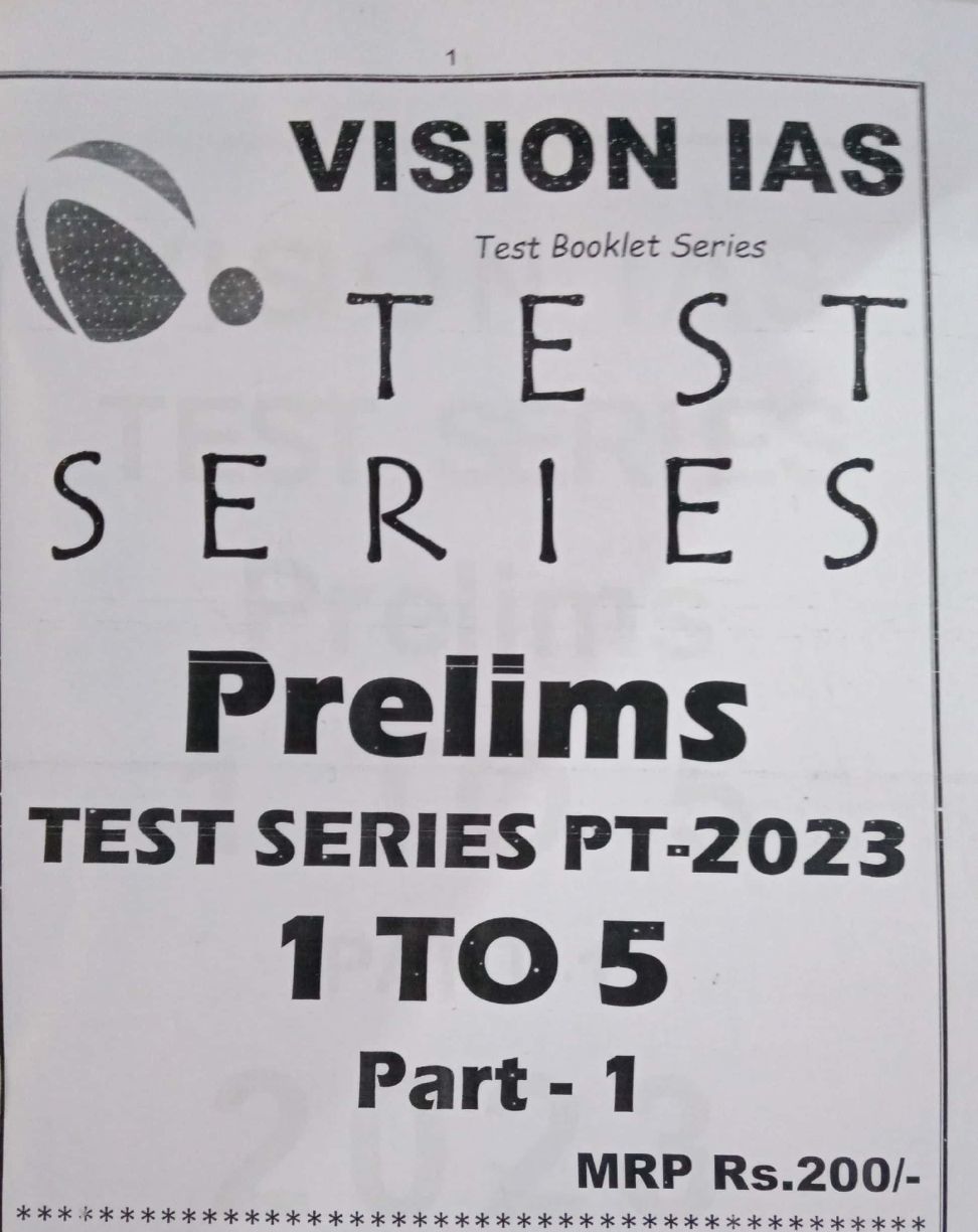 VISION Prelims Test Series PT-2023 Test 1-5 [English Medium]XEROX PRINTED MATERIAL