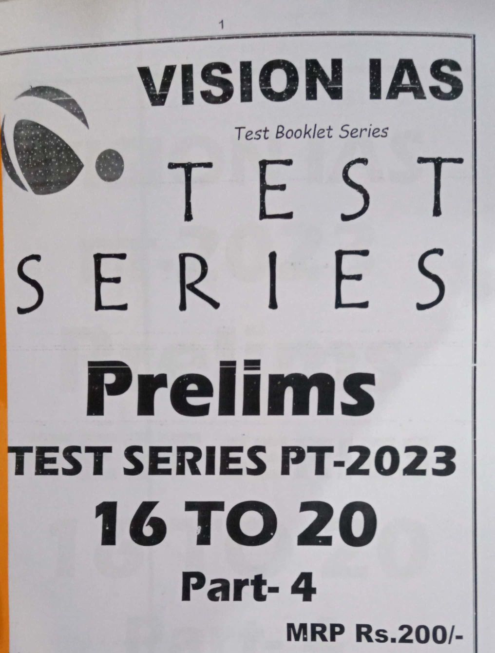 VISION Prelims Test Series PT-2023 Test 16-20 [English Medium]XEROX PRINTED MATERIAL