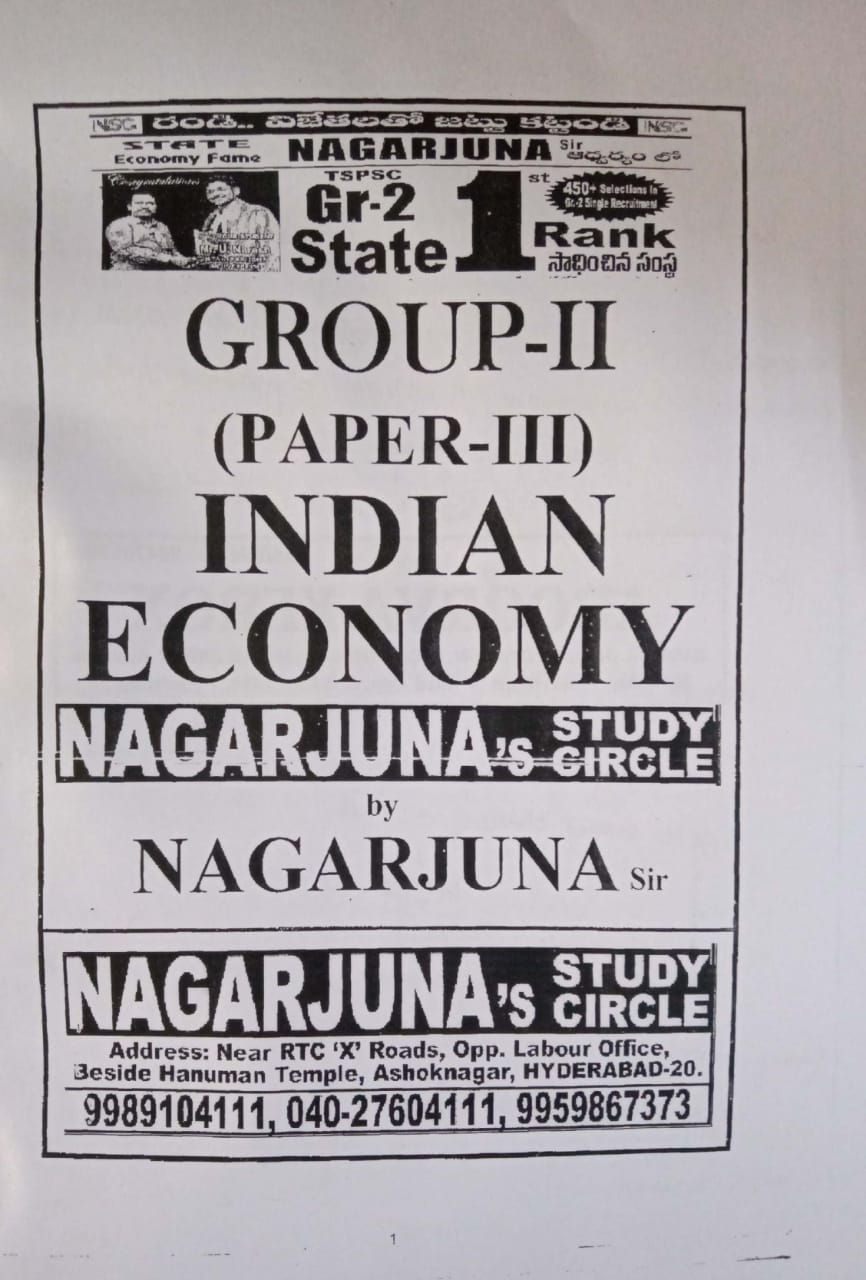 Group 2 Paper-III Indian Economy Xerox Class Notes by Nagarjuna Sir[Telugu Medium]Xerox Printed Material